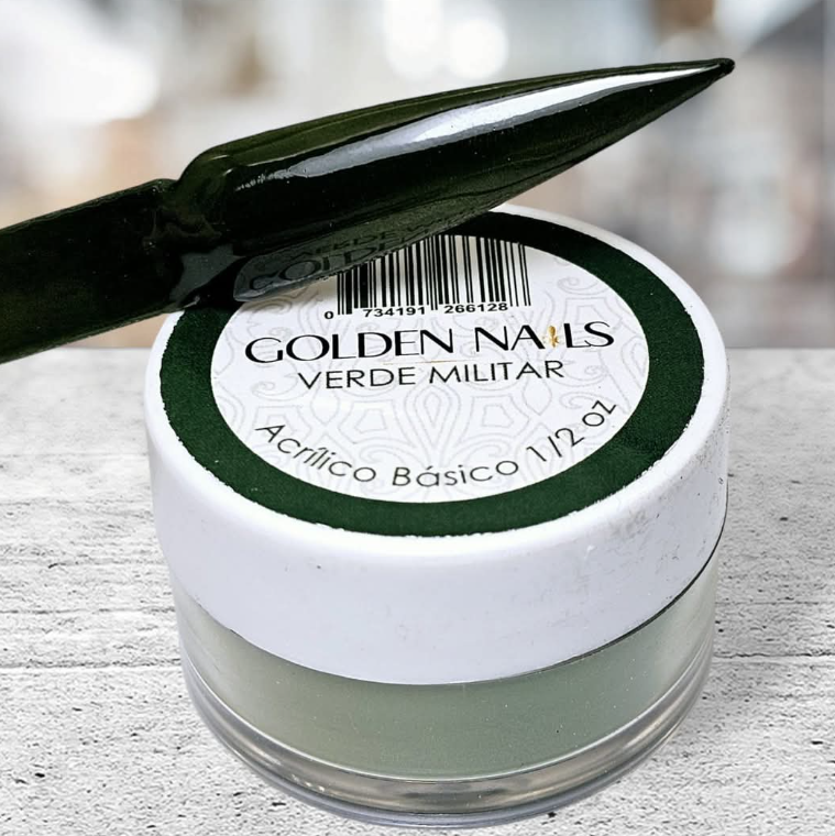 ACRILICO VERDE MILITAR GOLDEN NAILS